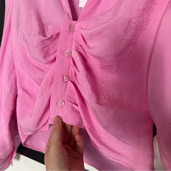NWT Zara Ruched Button Down Shirt - Picture 6 of 10
